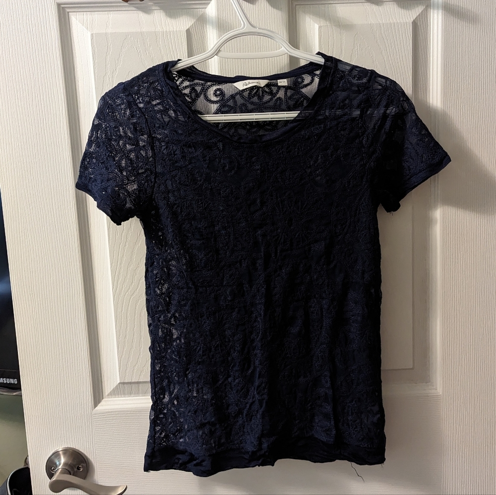 Reitmans Mesh Navy Tee | Size XS